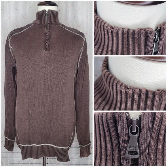 BKE Buckle Brown 1/4 Zip Quarter Zip‎ Standard Fit Sweater Size Large - Picture 2 of 7